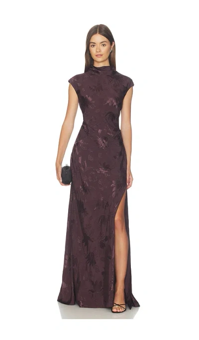 L'academie Avalon Maxi Dress In Burgundy
