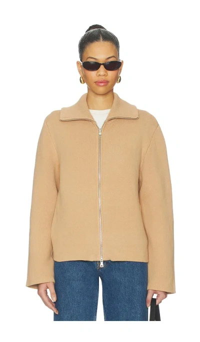 L'academie Avey Zip Cardigan In Light Brown