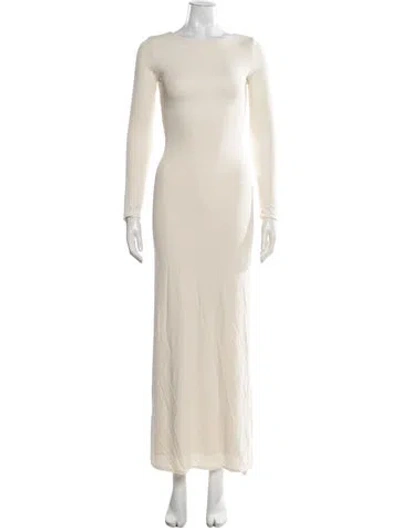 Pre-owned L'academie Bateau Neckline Long Dress In Neutrals