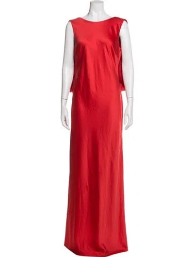 Pre-owned L'academie Bateau Neckline Long Dress In Red