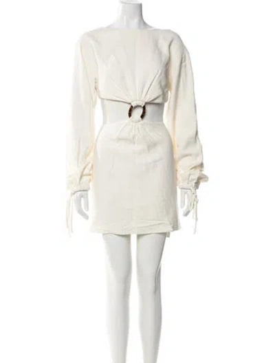 Pre-owned L'academie Bateau Neckline Mini Dress In Neutral