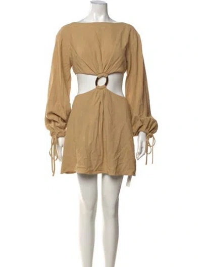 Pre-owned L'academie Bateau Neckline Mini Dress In Neutral