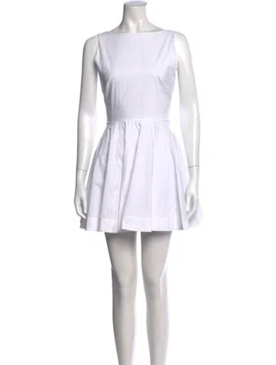 Pre-owned L'academie Bateau Neckline Mini Dress In White
