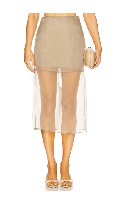 L'academie Blaire Midi Skirt In Brown