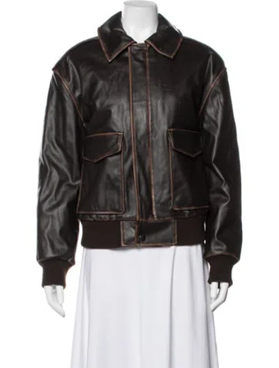 Pre-owned L'academie Bomber Jacket In Brown