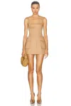 L'academie By Marianna Ashleigh Stretch Cotton Cargo Mini Dress In Camel