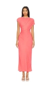 L'academie By Marianna Bardot Midi Dress In Coral & Purple