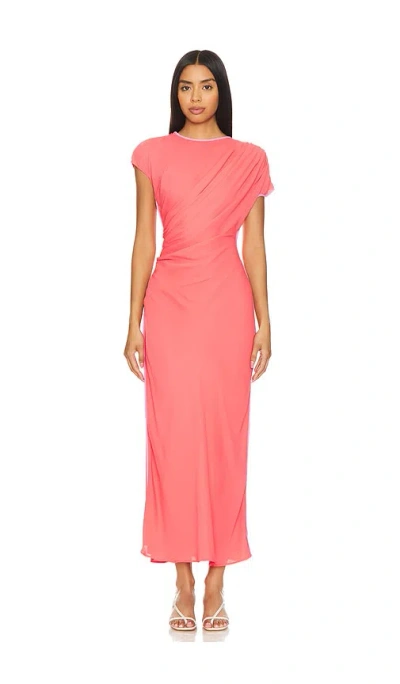 L'academie By Marianna Bardot Midi Dress In Coral & Purple