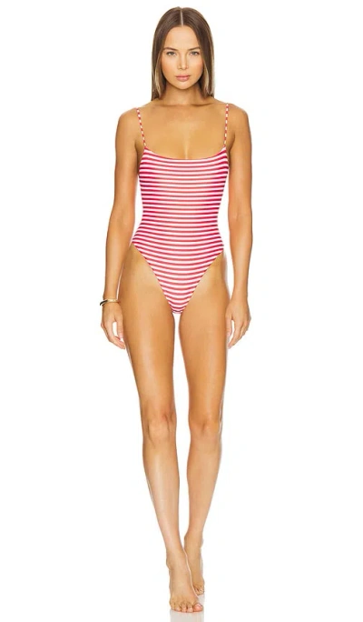 L'academie By Marianna Cherie One Piece In Red & Ivory Stripe