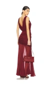 L'academie By Marianna Enoa Midi Dress In Burgundy