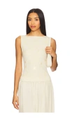 L'academie By Marianna Juliene Matte Paillette Top In Neutral