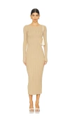 L'academie By Marianna Kayce Midi Knit Dress In Tan