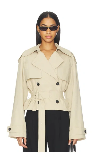 L'academie By Marianna Kimmi Cropped Trench Jacket In Neutral