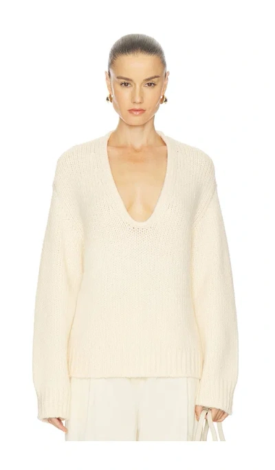L'academie By Marianna Kindall V Neck Sweater In Neutral
