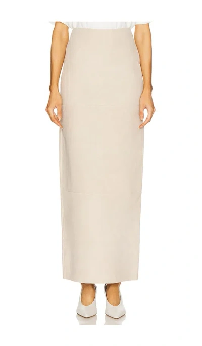 L'academie By Marianna Kofi Suede Maxi Skirt In Beige Gray