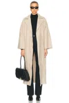 L'academie By Marianna Kofi Suede Trench Coat In Beige Gray