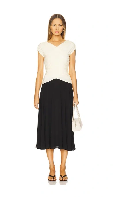 L'academie By Marianna Mikah Midi Dress In Black & Ivory