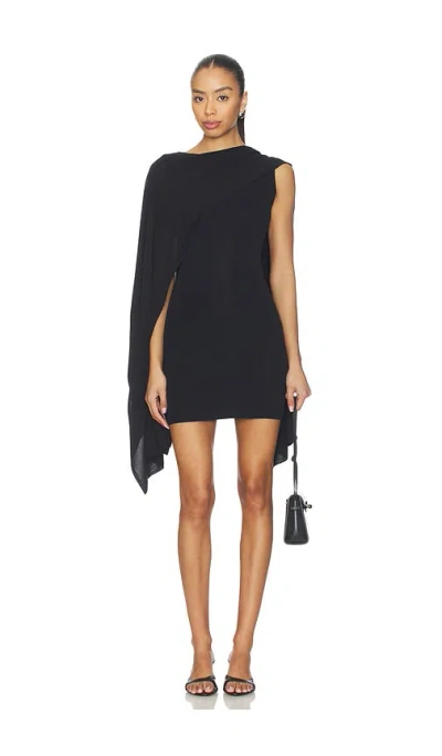 L'academie By Marianna Nasim Knit Cape Mini Dress In Black