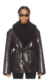 L'academie By Marianna Neriah Reversible Faux Leather Jacket In Brown