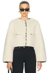 L'academie By Marianna Pauchet Reversible Faux Sherpa Jacket In Beige & Black