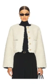 L'academie By Marianna Pauchet Reversible Faux Sherpa Jacket In Ç±³é»„è‰² & É»‘è‰²