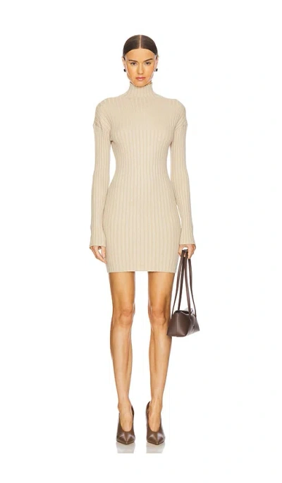 L'academie By Marianna Saro Mini Knit Dress In Beige