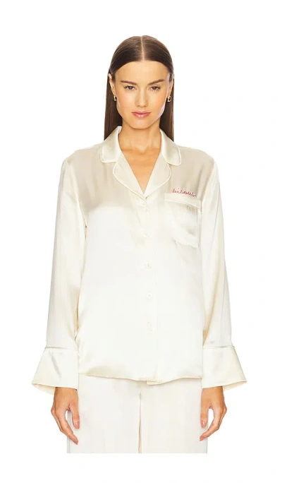 L'academie By Marianna Tay Silk Pajama Top In 베이지