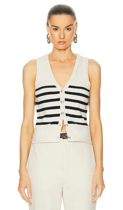 L'academie Calanth Striped Vest In Cream & Black