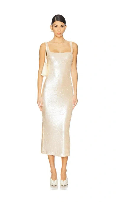 L'academie Ceci Sequin Midi Dress In Blush Nude