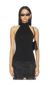 L'academie Claudette Halter Knit Top In Black