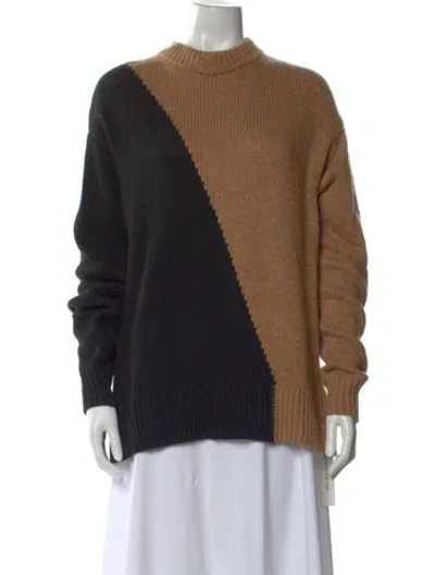 Pre-owned L'academie Colorblock Pattern Mock Neck Sweater In Neutral