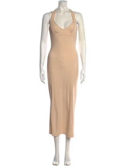 Pre-owned L'academie Cowl Neck Long Dress In Neutral
