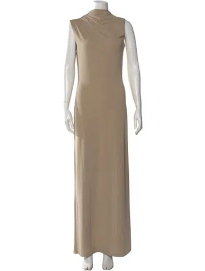 Pre-owned L'academie Cowl Neck Long Dress In Neutral