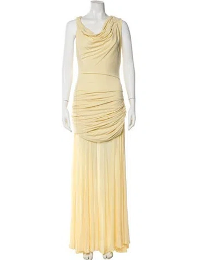 Pre-owned L'academie Cowl Neck Mini Dress In Yellow