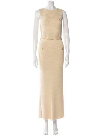 Pre-owned L'academie Crew Neck Long Dress In Neutral