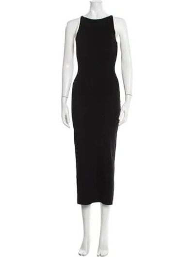 Pre-owned L'academie Crew Neck Midi Length Dress In Black