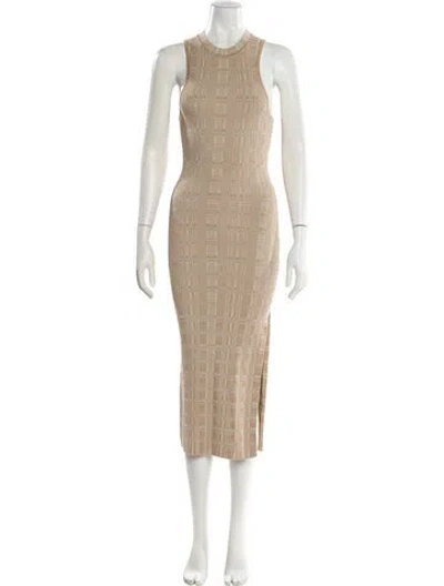 Pre-owned L'academie Crew Neck Midi Length Dress In Neutral