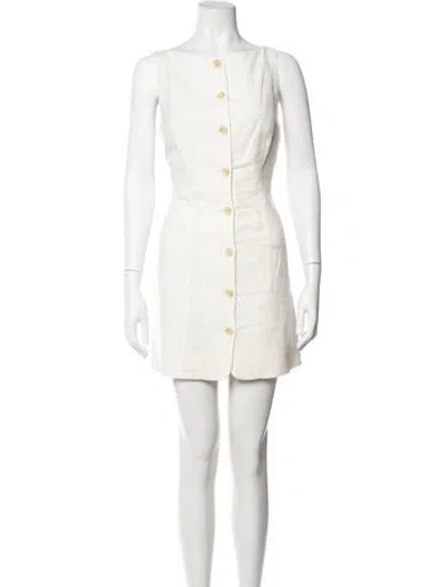 Pre-owned L'academie Crew Neck Mini Dress In Neutrals
