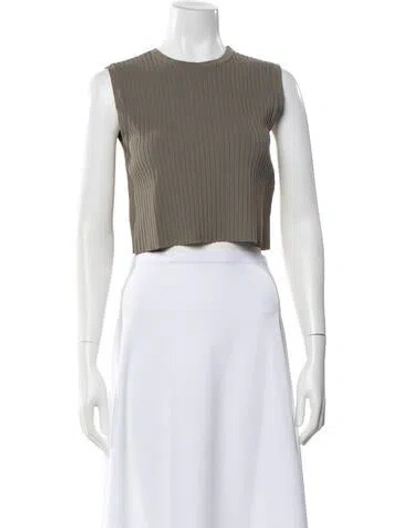 Pre-owned L'academie Crew Neck Sleeveless Crop Top In Neutral