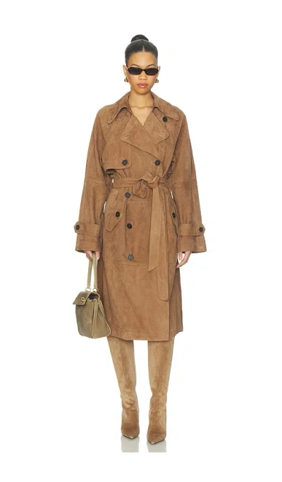 L'academie Dara Suede Trench Coat In Toffee