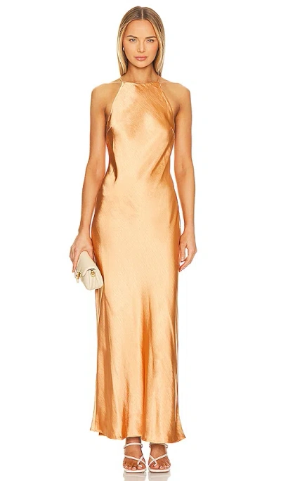 L'academie Emmeline Maxi Dress In Cinnamon Brown