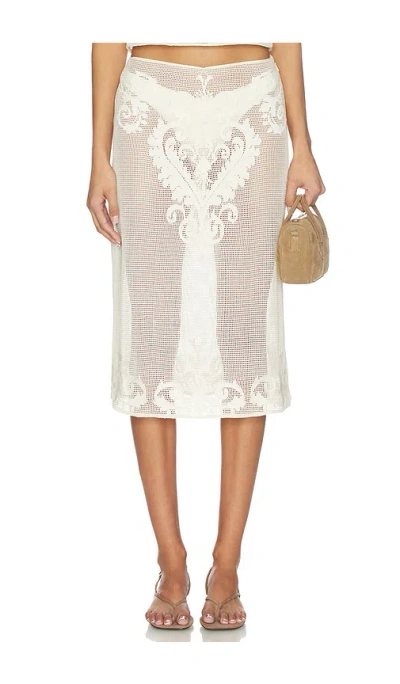 L'academie Fallon Midi Skirt In Neutral