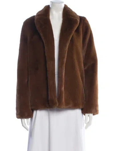 Pre-owned L'academie Faux Fur Jacket In Brown
