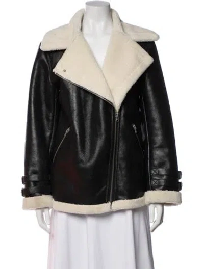 Pre-owned L'academie Faux Leather Jacket In Black