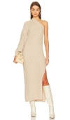 L'academie Feride One Shoulder Midi Dress In Oatmeal
