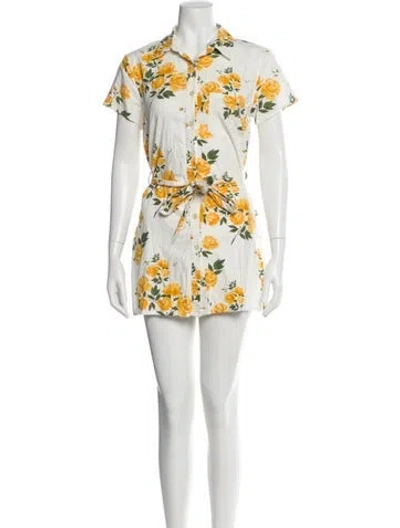 Pre-owned L'academie Floral Print Mini Dress In White