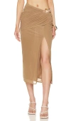 L'academie Florra Midi Skirt In Taupe