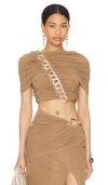 L'academie Fria Cropped Top In Taupe