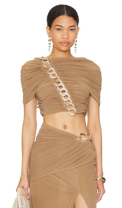 L'academie Fria Cropped Top In Taupe