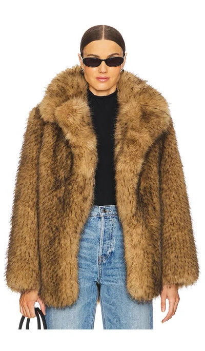 L'academie Gamine Faux Fur Jacket In Beige